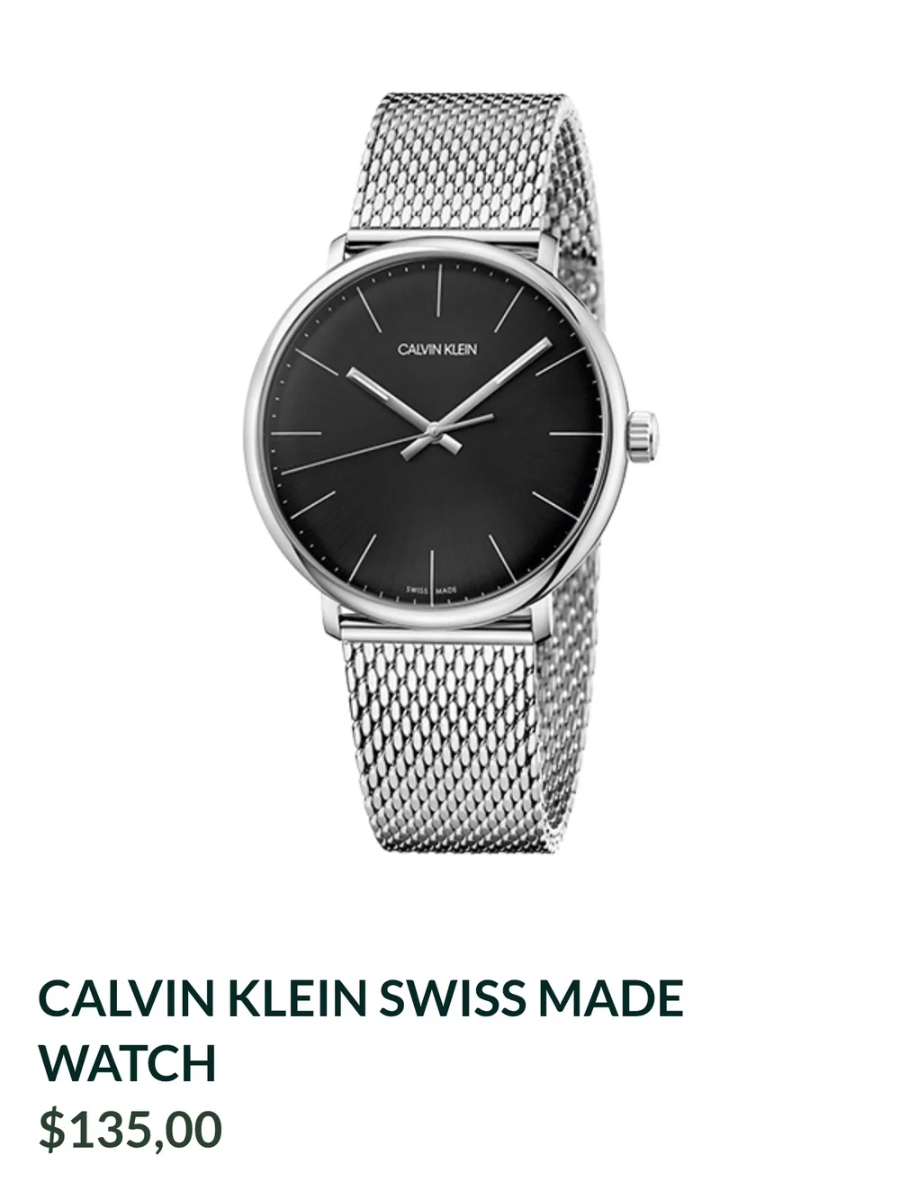 Calvin Klein Swiss made Mens Watch Made of Steel